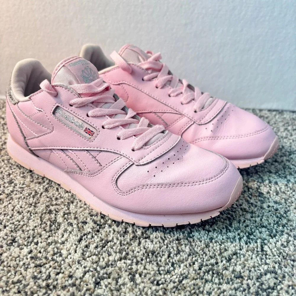 Reebok Classic Leather Gi Pink Silver Snakeskin Womens Sneakers shoes Y6/women 8